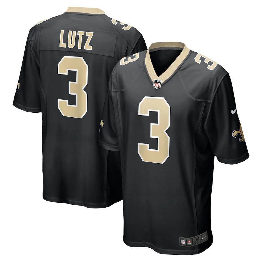 Men New Orleans Saints #3 Wil Lutz Nike Black Game NFL Jersey